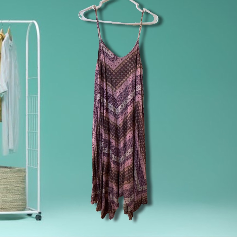 Boho Hippie Floral Flowy Asymmetrical Dress